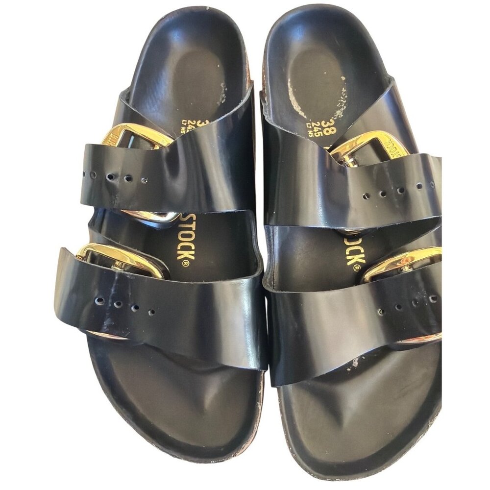 Birkenstock Arizona Big Buckle Black Leather Sandals Size 38 New Store Display - Picture 16 of 16